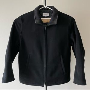 Calvin Klein Mens Large Wool Cashmere Blend Insulated Jacket Black Full Zip